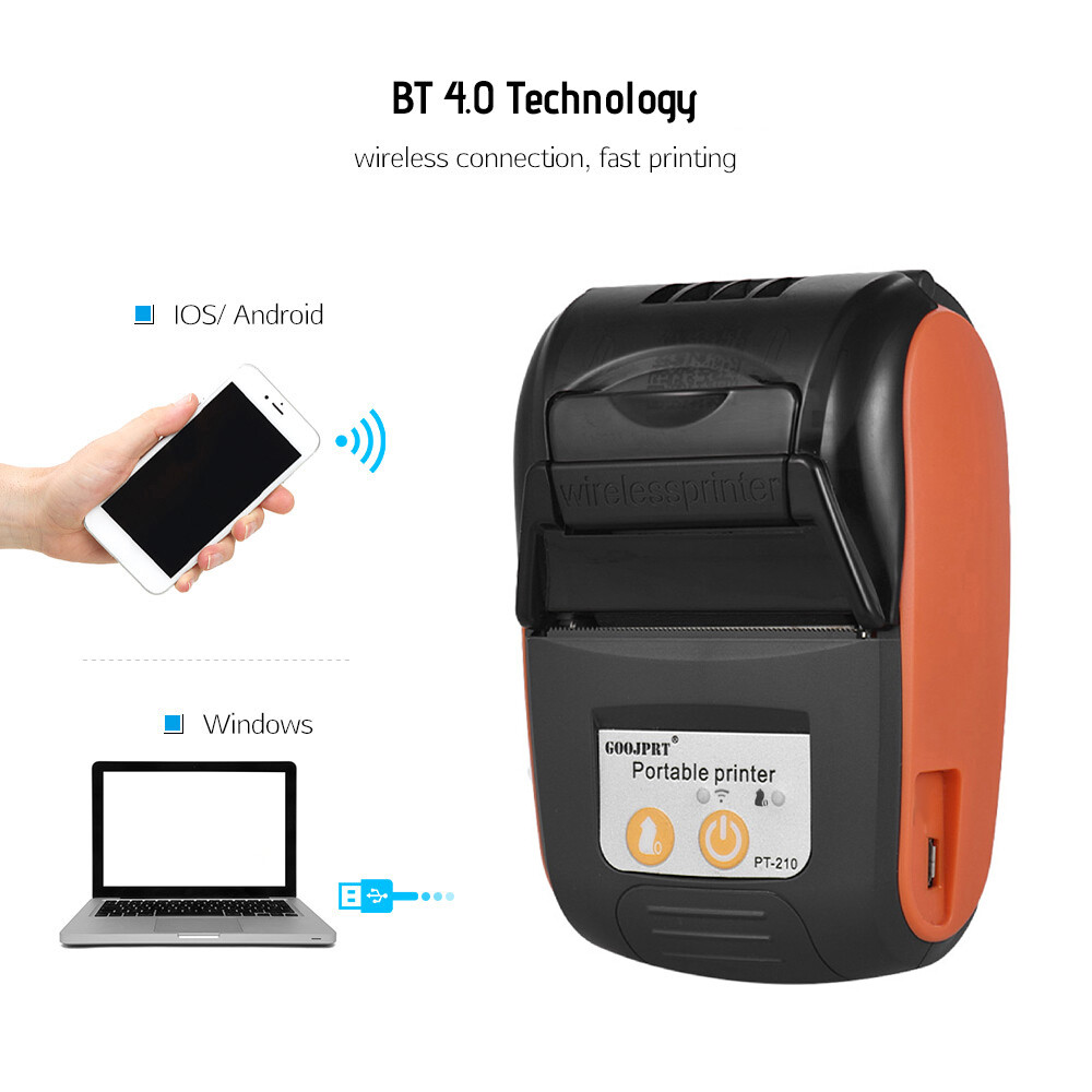 GOOJPRT 58mm Portable BT Thermal Receipt Printer POS Handheld w/ Paper Roll O8T6