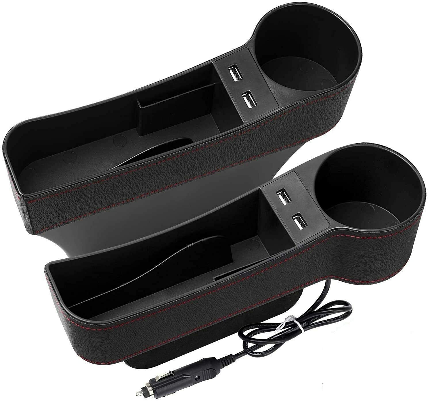 Car Seat Gap Organizer,Premium Console Side Pocket with 2 USB Charging,Leathe...