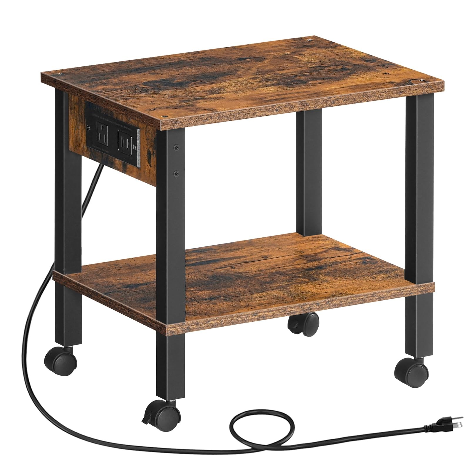 HOOBRO 2-Tier Printer Stand with Charging Station, Under Desk Printer Table, ...