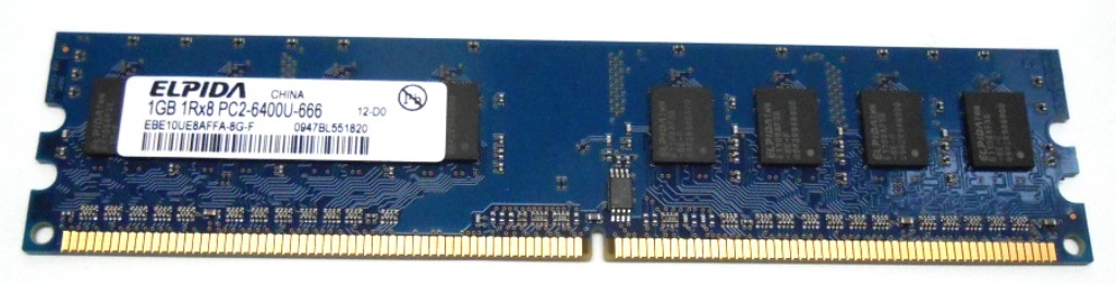 ELPIDA MEMORY CARD DDR2 SDRAM DIMM EBE10UE8AFFA-8G-F 1GB SRX8 PC2-6400U