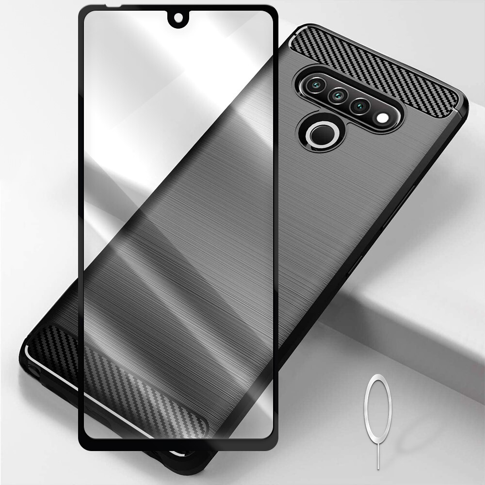 Ultra-Crystal Clear Screen Protector Carbon Fiber Case for LG Stylo 6 LM-Q730TM