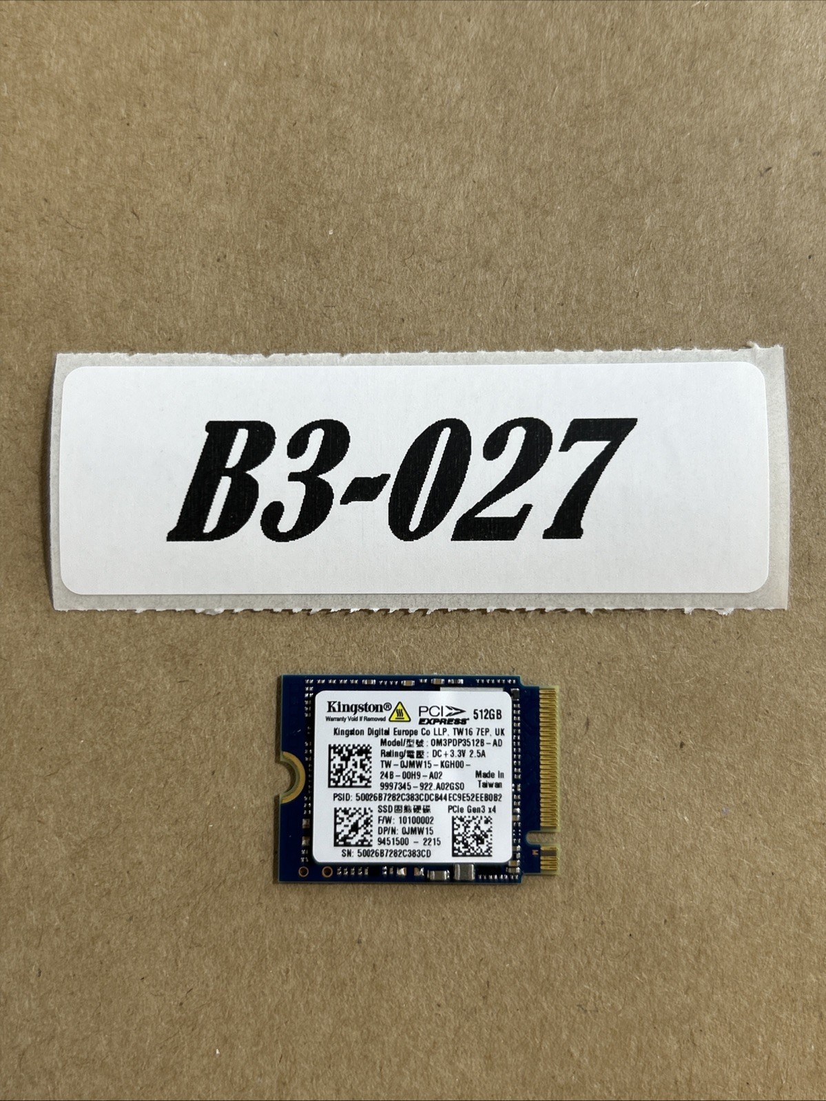 Kingston 512GB M.2 2230 PCIe Gen3 x4 SSD OM3PDDP3512B-AD 99% Health Tested