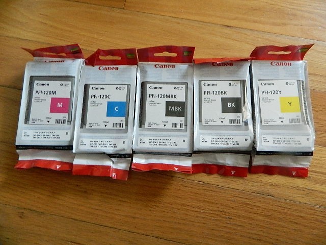 2026 GENUINE SET 5 CANON PFI-120MBK CYMK 130ml Ink Tanks GP-200/300 TM-205/305