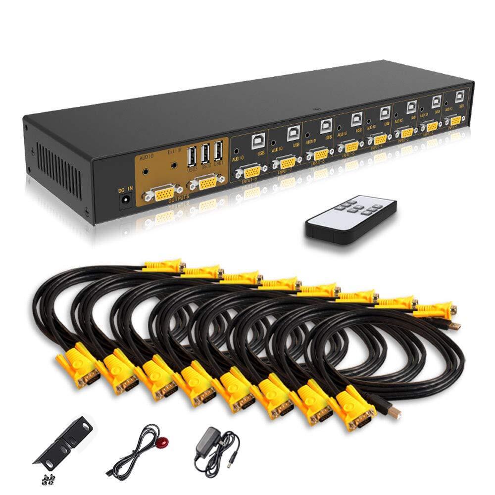 eKL VGA KVM Switch 8 Port in 2 Out Switcher 8x2 Supports Basic Keyboard and A...