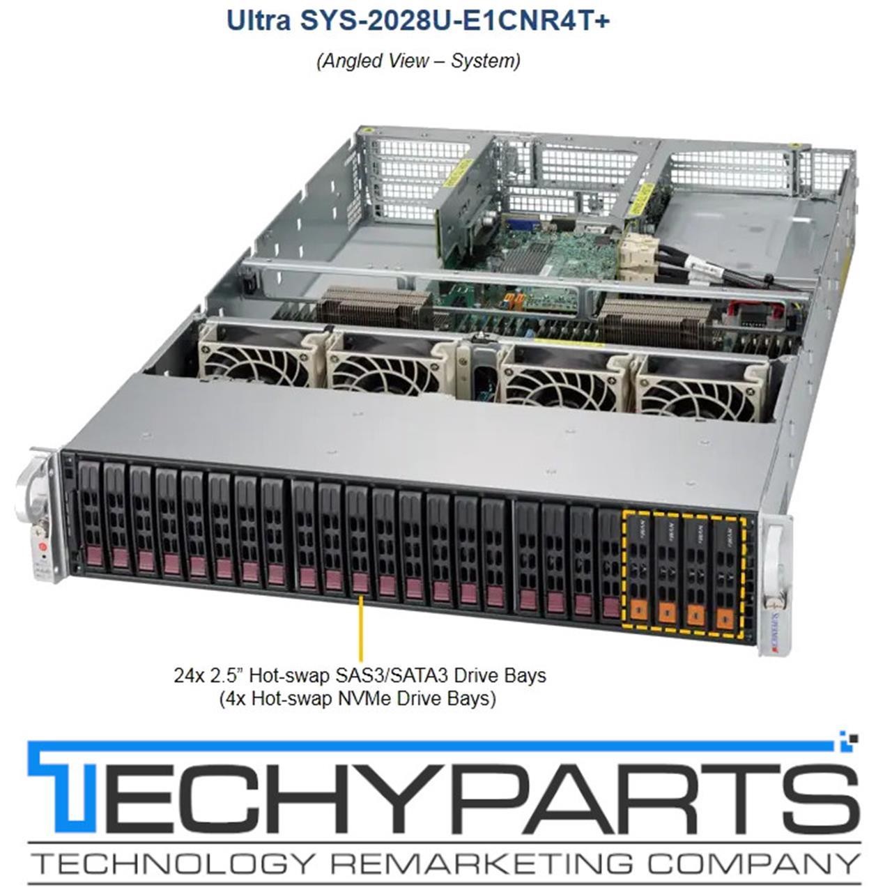 Supermicro SYS-2028U-E1CNR4T+ 2U 24-Bay 2.5" Server w/ X10DRU-i+ CTO w/ Rear Bay