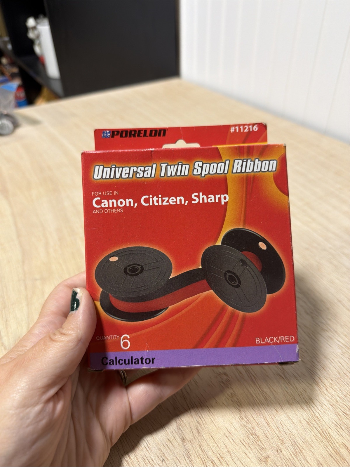 Porelon 11216 Universal Twin Spool 6pk Calculator Ribbon Canon Citizen Sharp TI