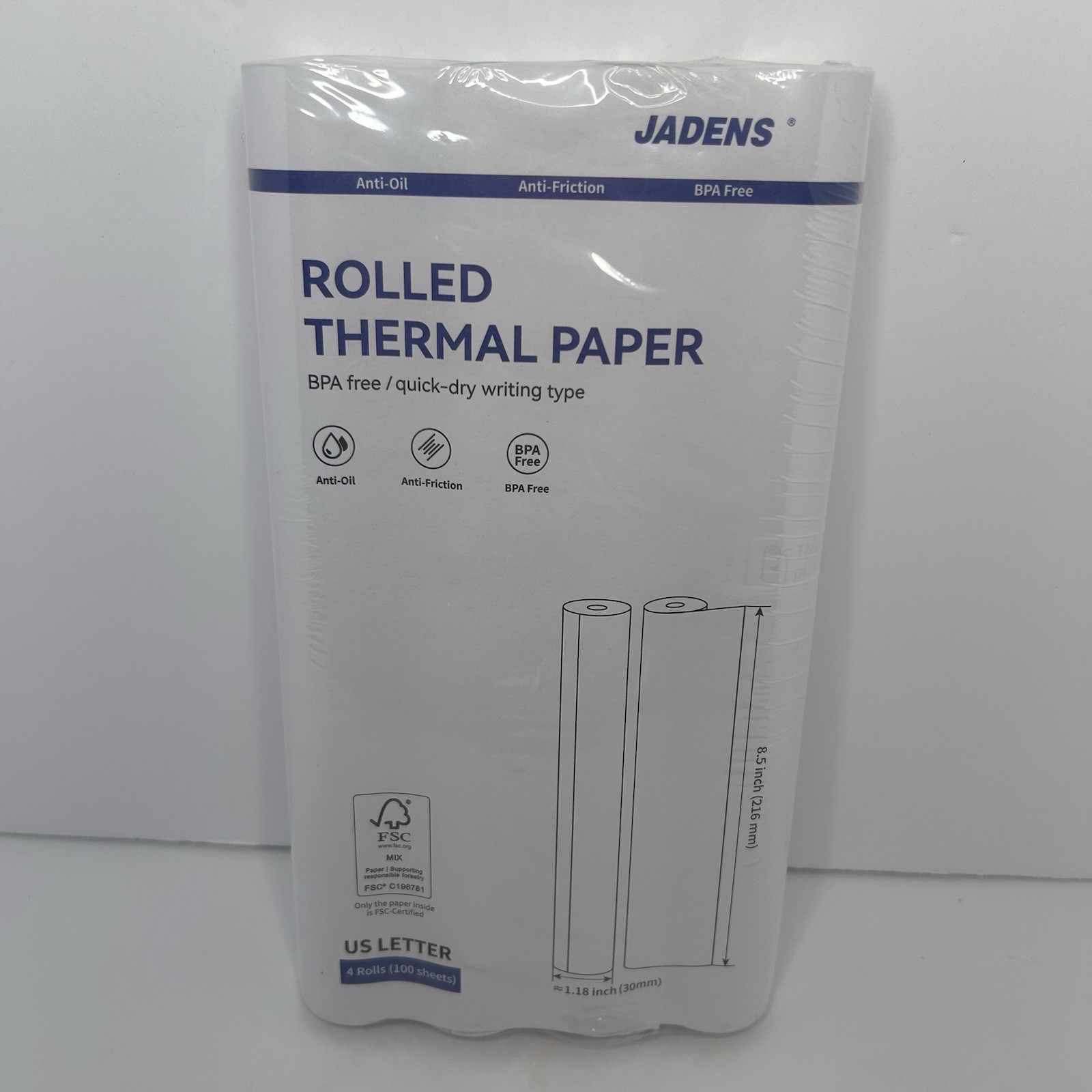 JADENS US Letter Size Quick-Dry Thermal Printer Paper 4 Rolls, Quick-dry