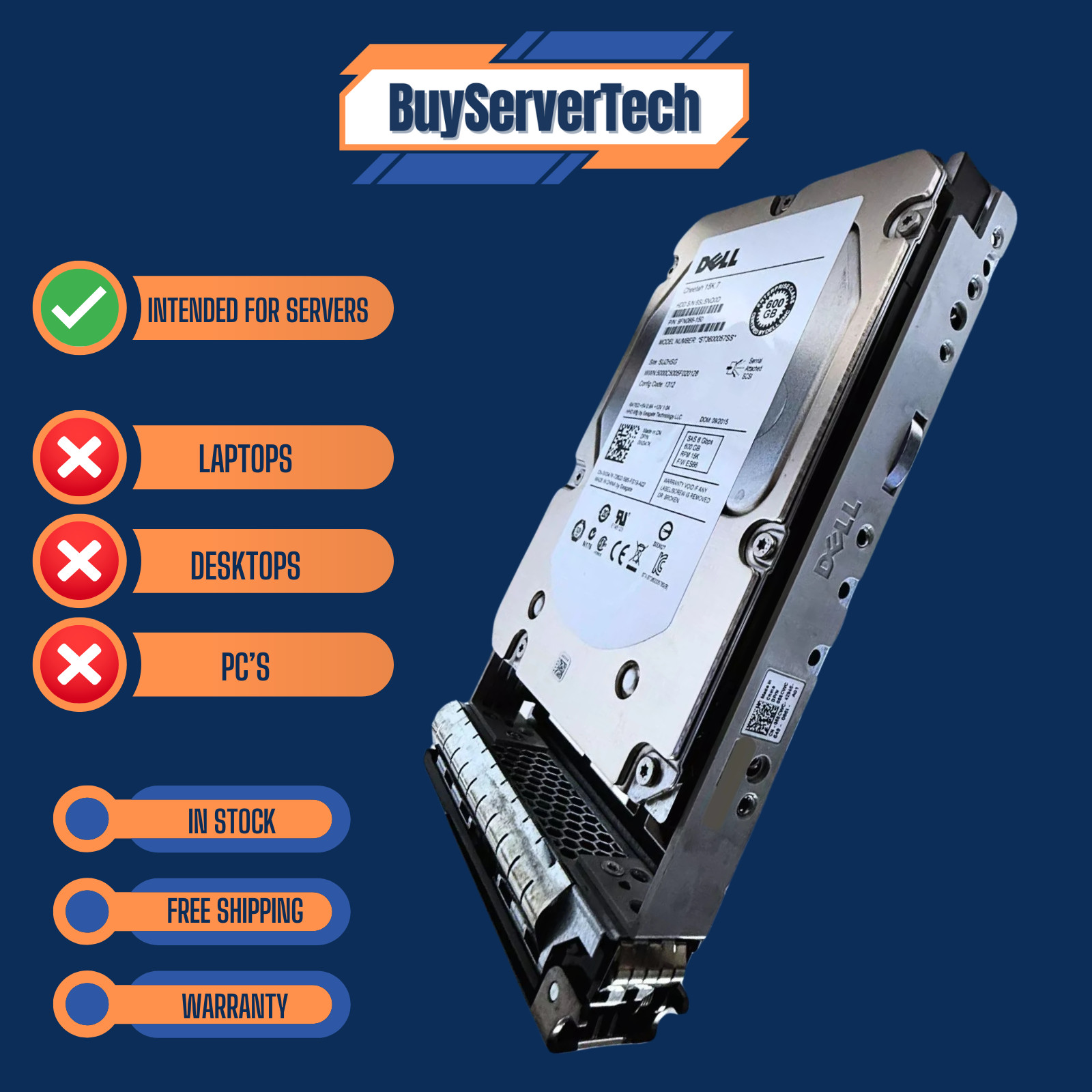 Dell W347K ST3600057SS 600GB 15K RPM 6Gb/s 3.5" SAS 0W347K HDD | (NEW 0 HOURS)
