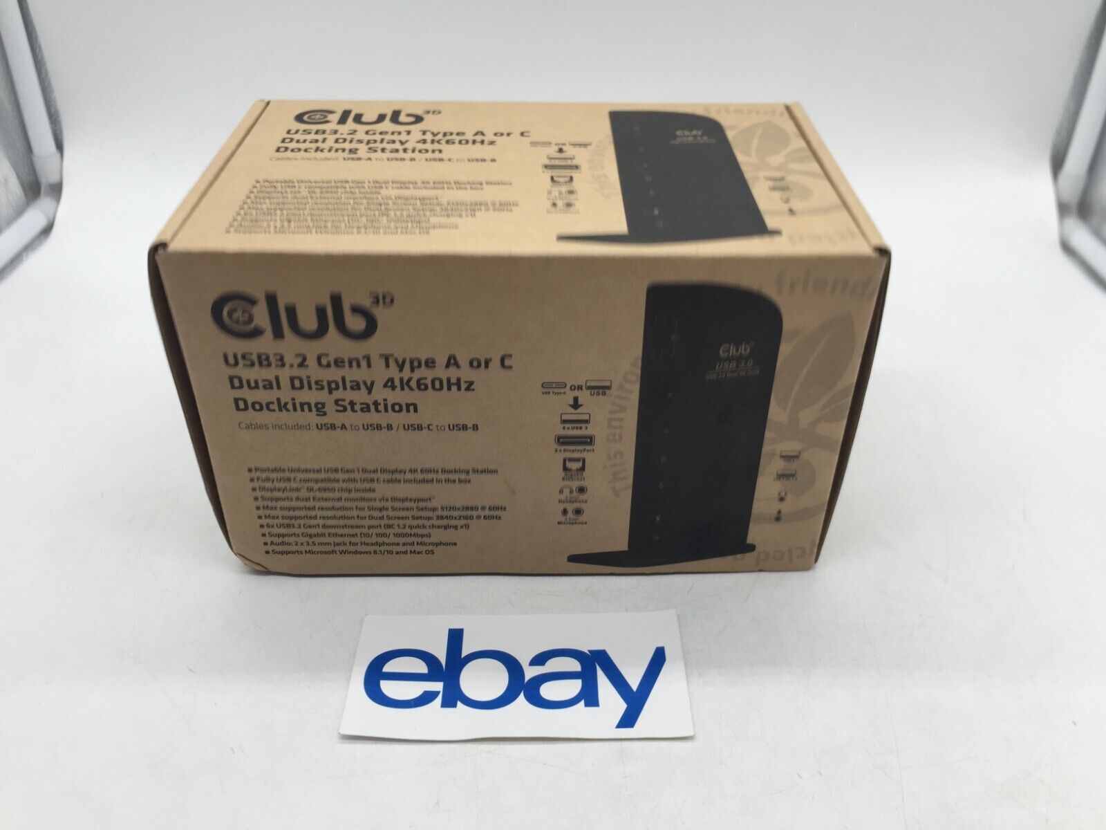 NEW Club 3D USB3.0 DualDisplayPort 4K Monitor Universal Docking Station FREE S/H