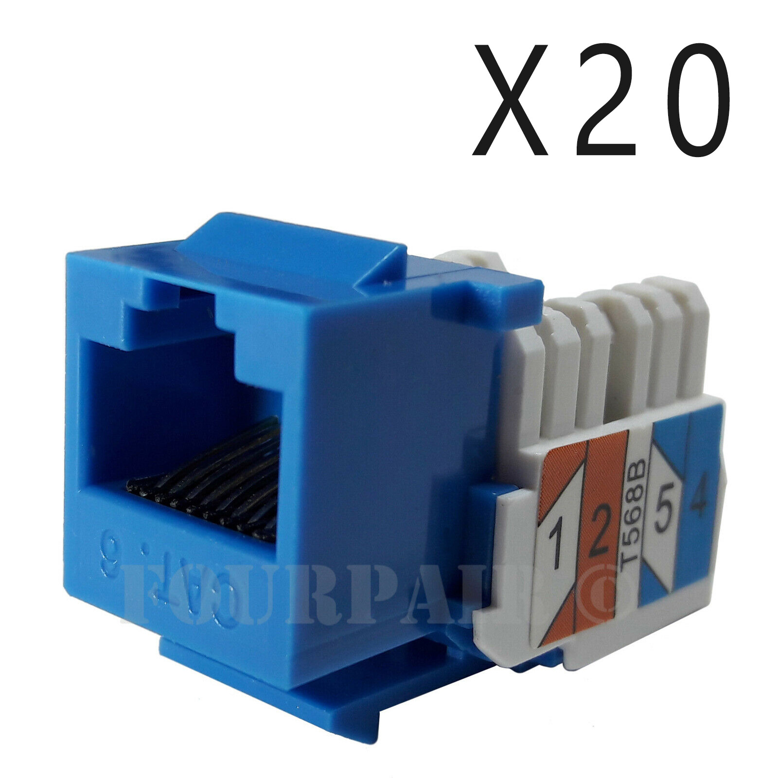 20x Pack Lot CAT6 Network RJ45 Port 110 Punch Down Keystone Snap-In Jack Blue