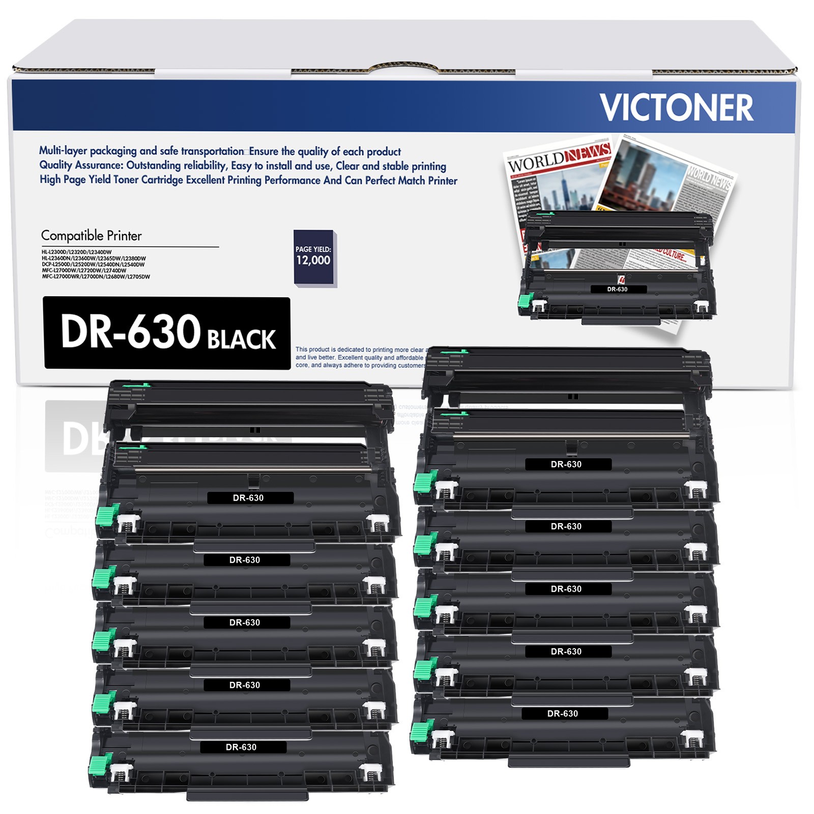 10PK DR630 Drum Unit for Brother DR-630 HL-L2380DW MFC-L2700DW DCP-L2540DW