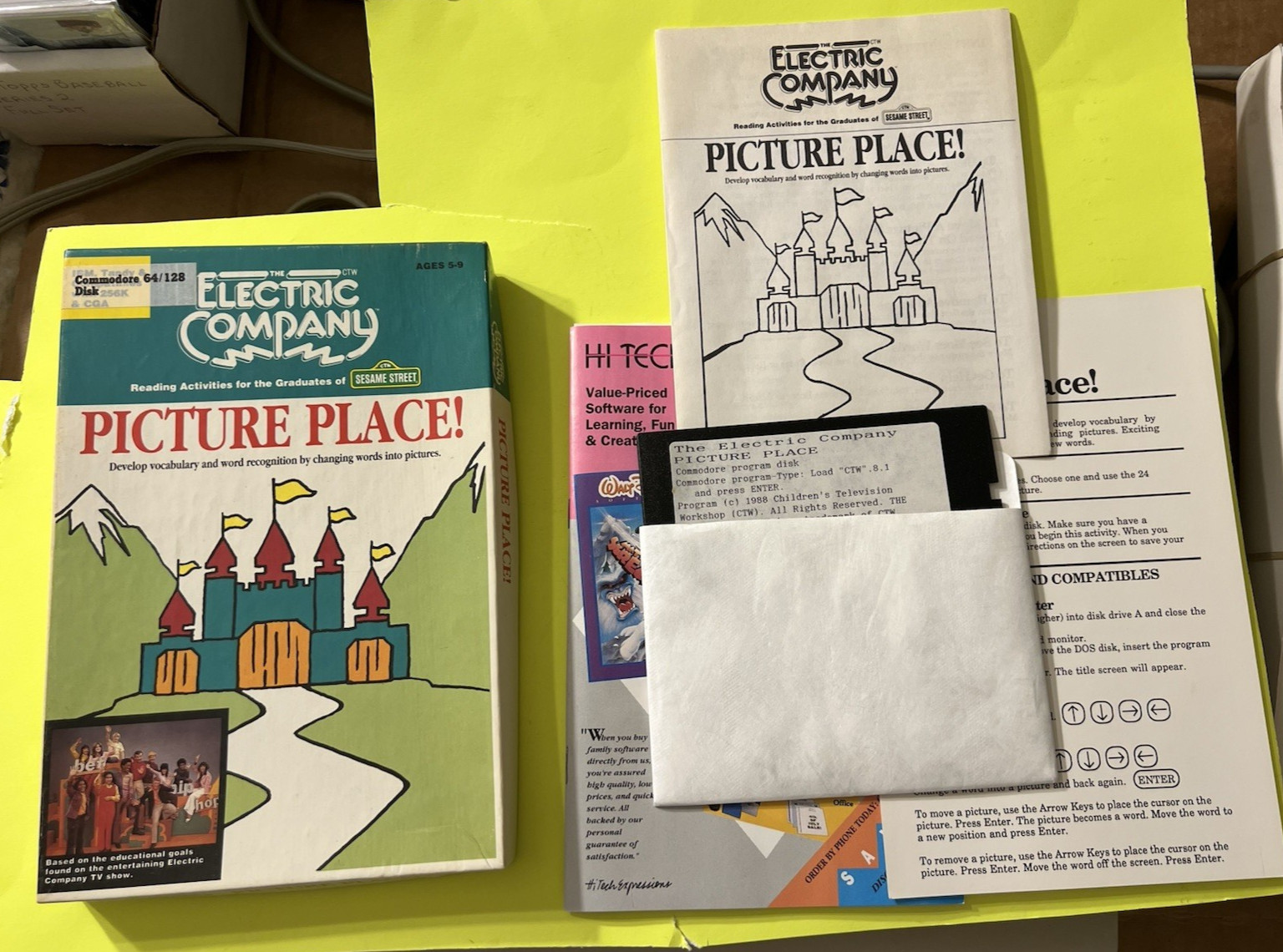 Electric Company Picture Place Sesame Commodore 64/128 Complete Tested Works