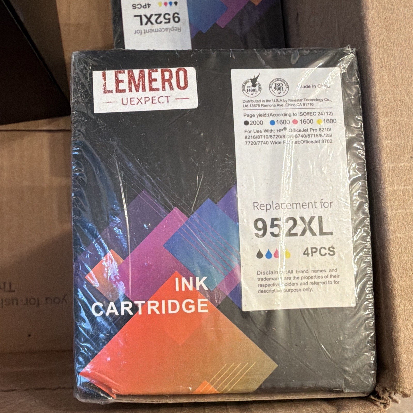 LEMERO 952XL Compatible Ink Cartridges 4-Pack BK/C/M/Y for HP OfficeJet Pro