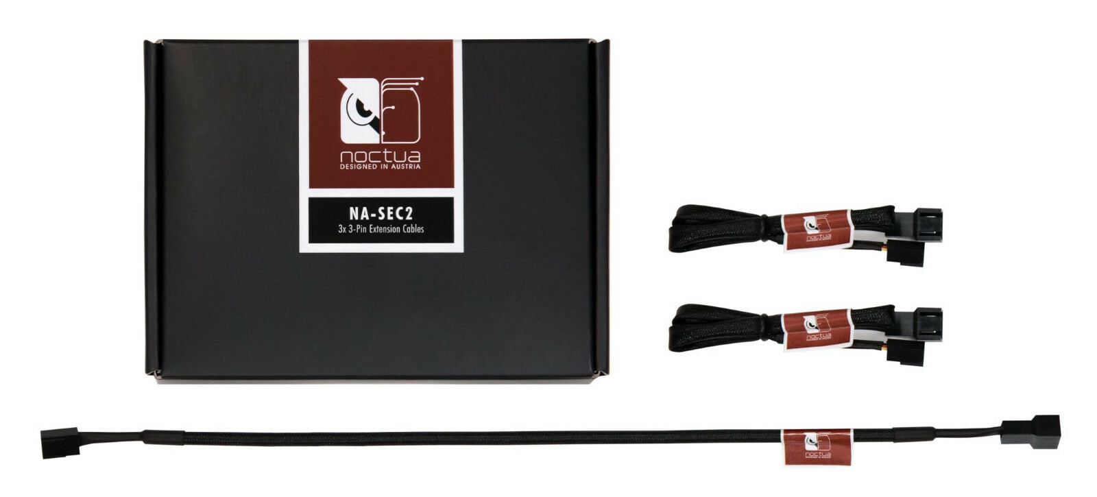 NEW Noctua NA-SEC2 30cm 3x Extension Cable 3-pin PWM fan accessory set sleeved