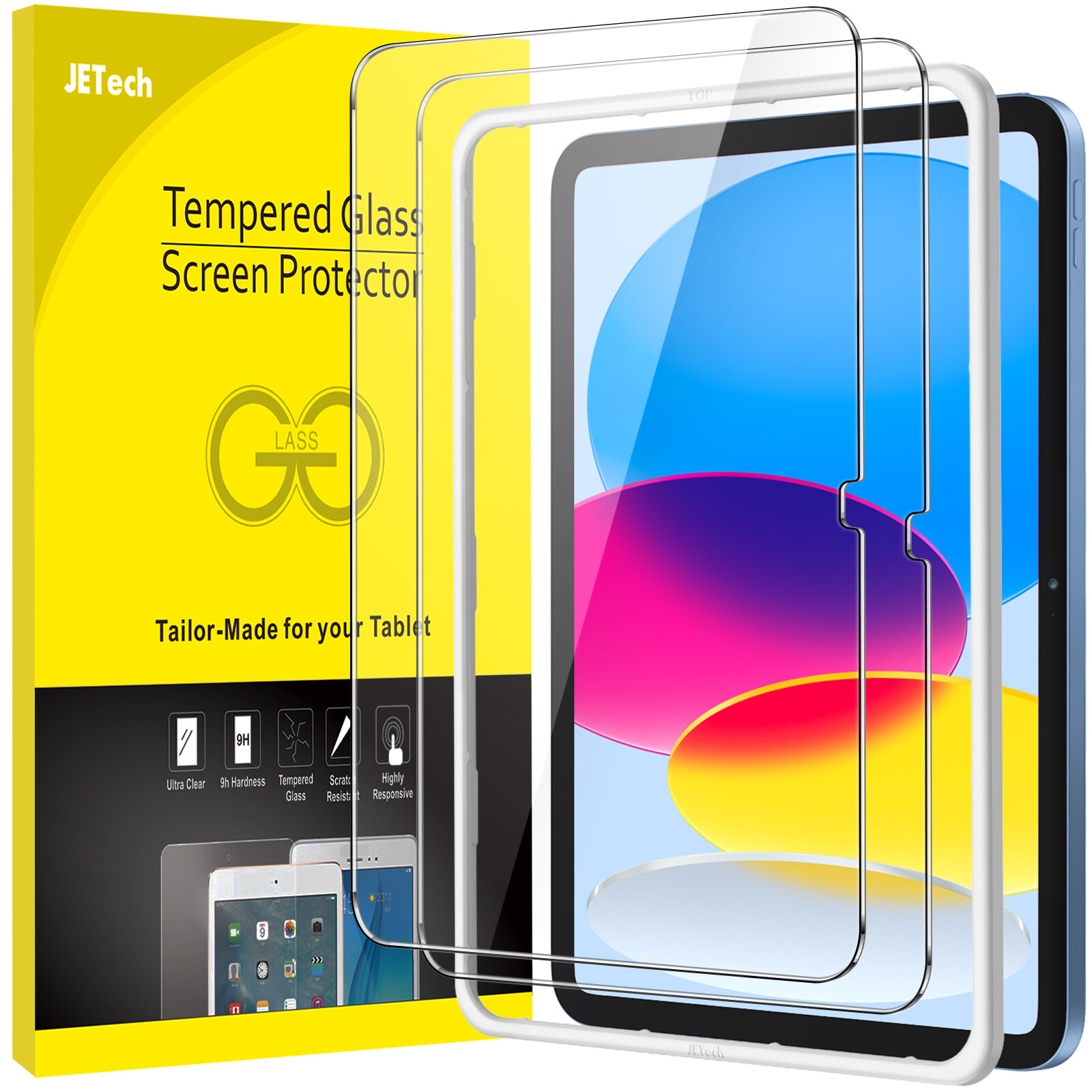 JETech Screen Protector for iPad (A16) 11th/10th Generation (2025/2022), 2-Pack