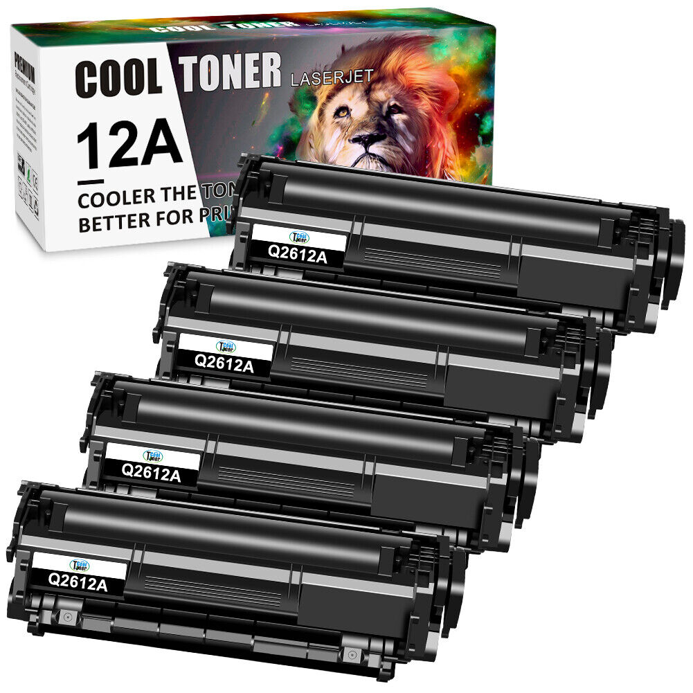 4 PCS High Yield Q2612A Toner Compatible For HP 12A LaserJet 1018 1020 1022 1010