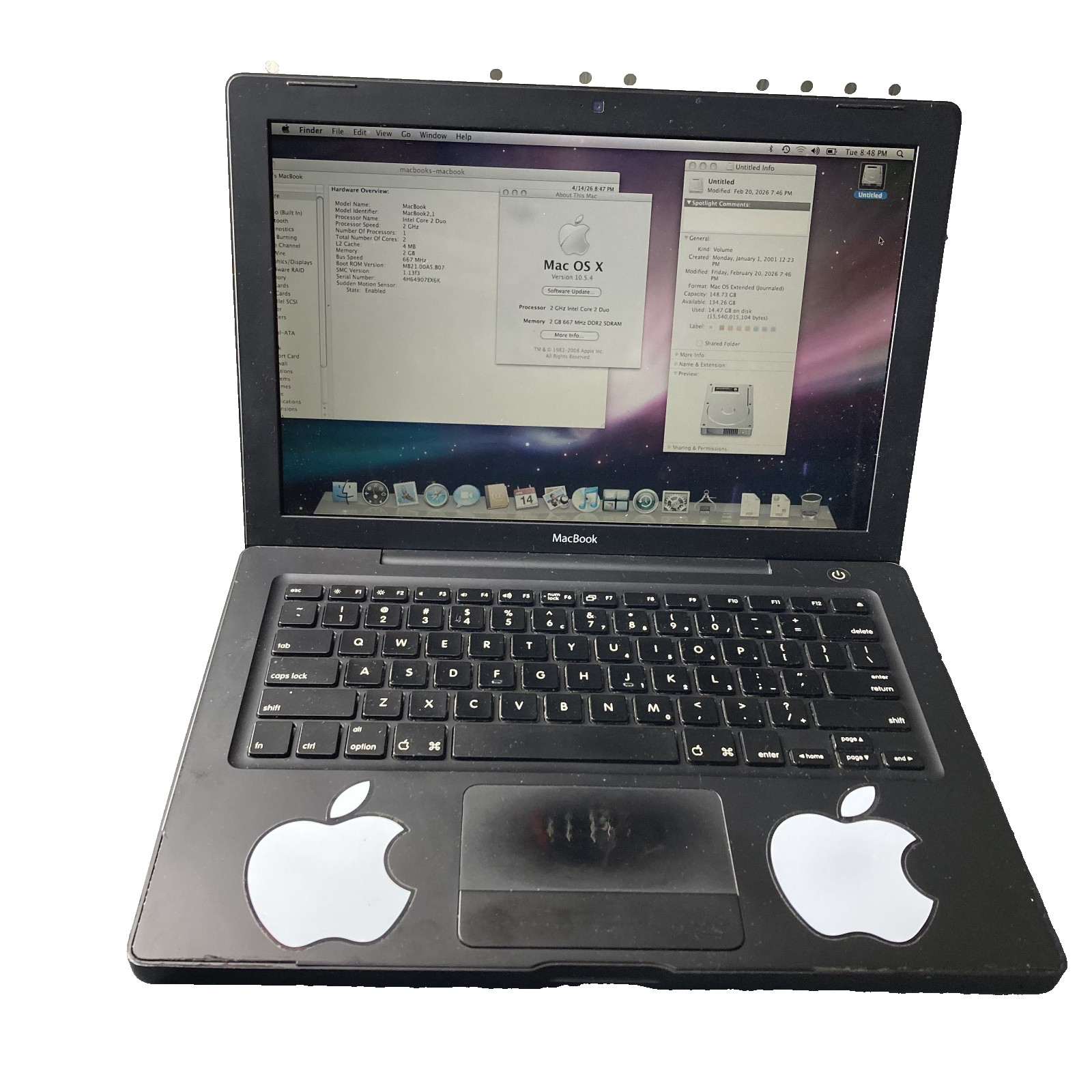 Apple MacBook A1181 13" Intel Core 2 Duo 2GHz 2GB RAM 160GB HDD MacOs X
