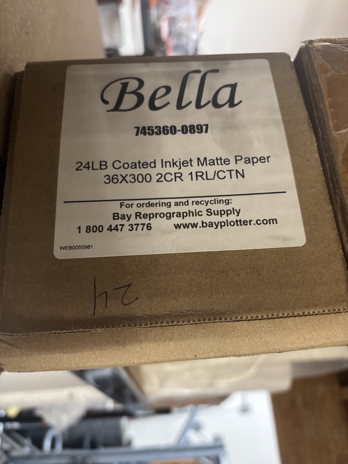 24LB Coated Inkjet Matte Paper 36x300 2CR - NEW