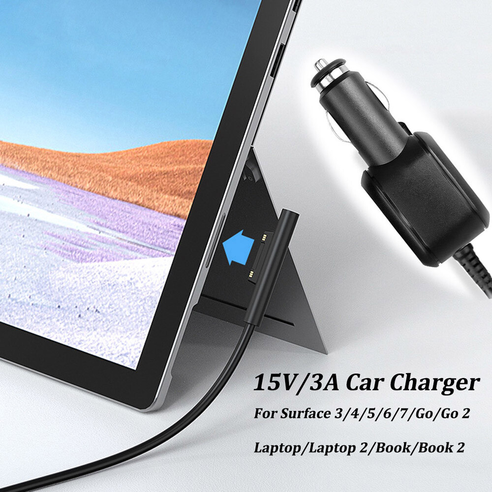 For Microsoft Surface Pro 3 4 5 6 7 8 X, Go 1/2, Laptop 1 2 3 DC Car Charger 15V