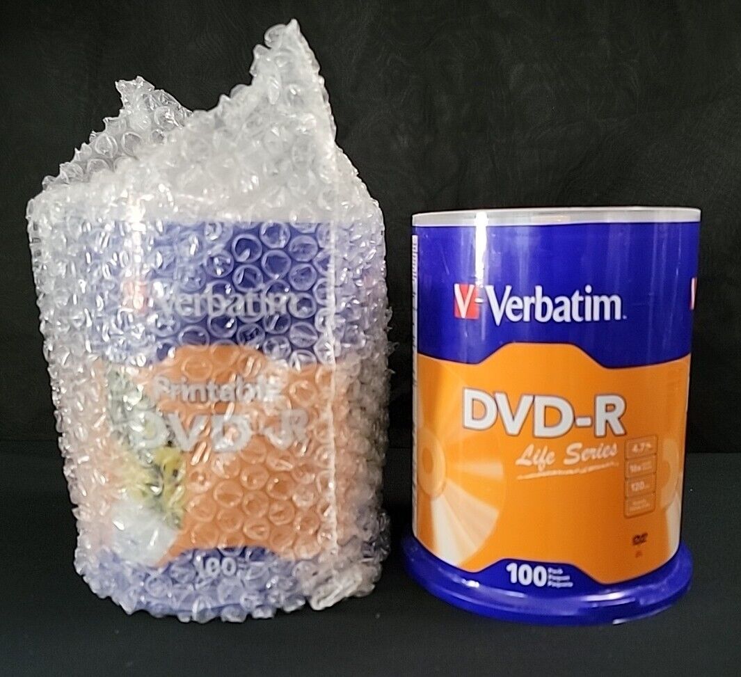 VERBATIM DVD-R 100 Pack 120 min  4.7GB 16X DVD Recordable DVD Media Disc x 2