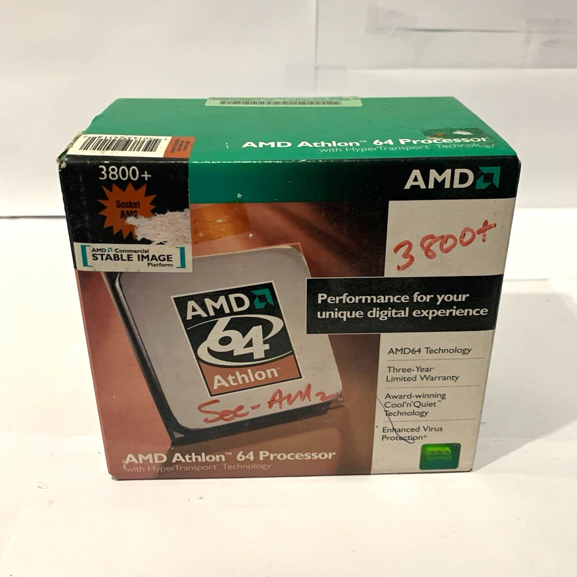 AMD Athlon 64 3800+ 2.4GHz Socket AM2 512KB Cache 2000MHz 1-Core