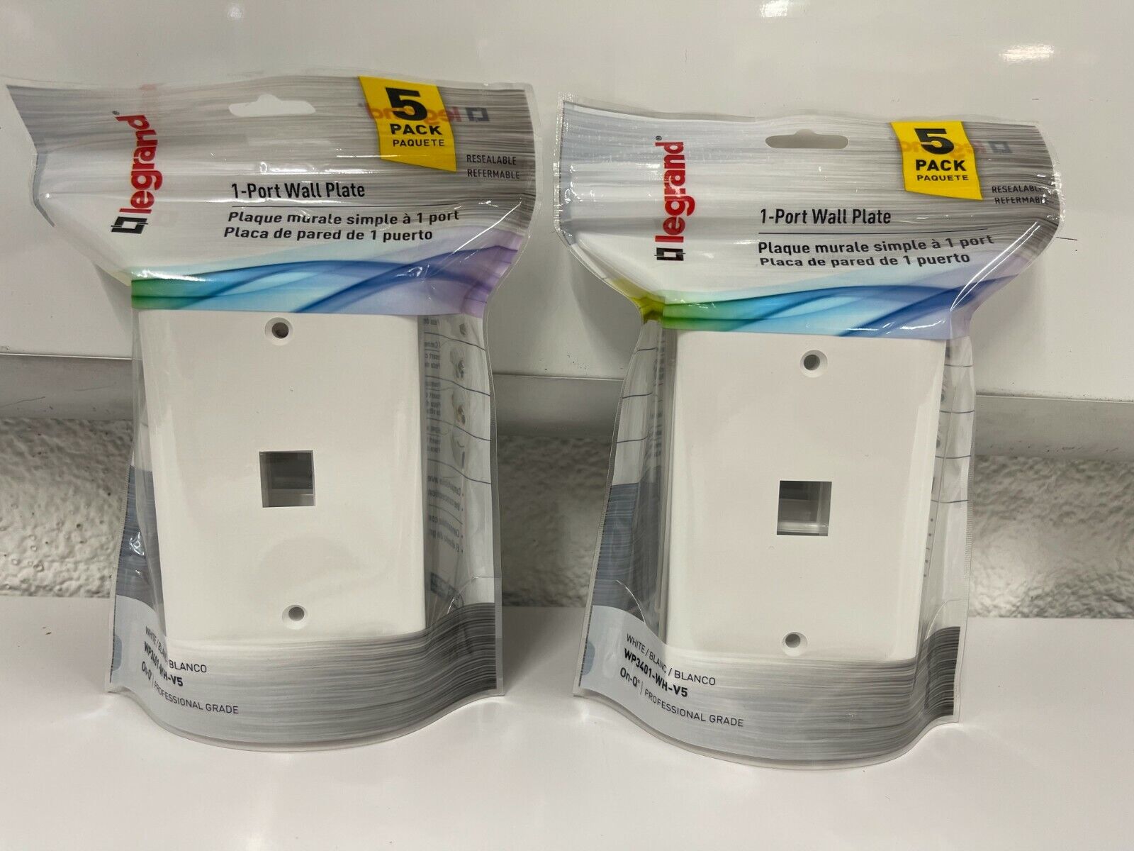 LOT OF 2 Legrand On-Q 5-Pack 1-Gang 1-Port Wall Plate White WP3401WH