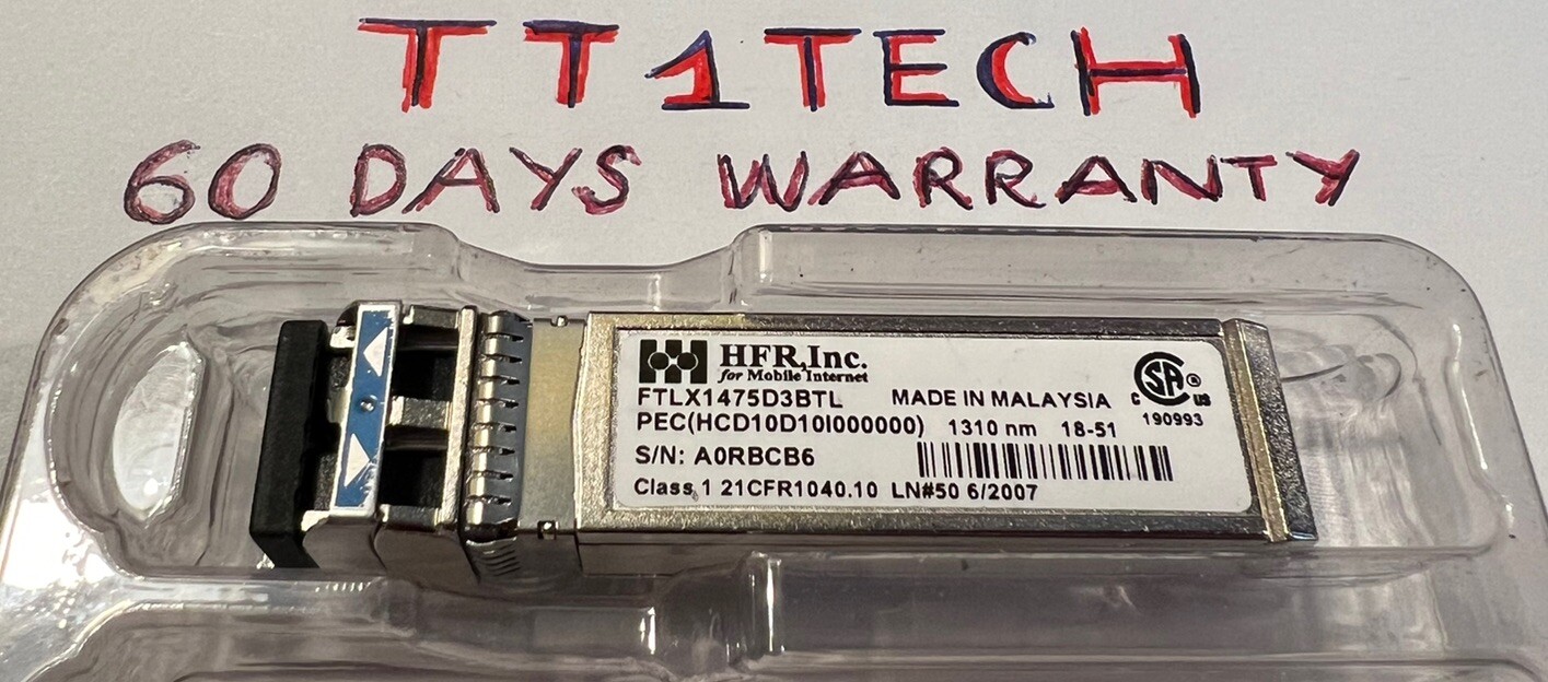 HFR 10Gb 10km 1310nm Single Mode Datacom SFP+ Transceiver FTLX1475D3BTL Finisar