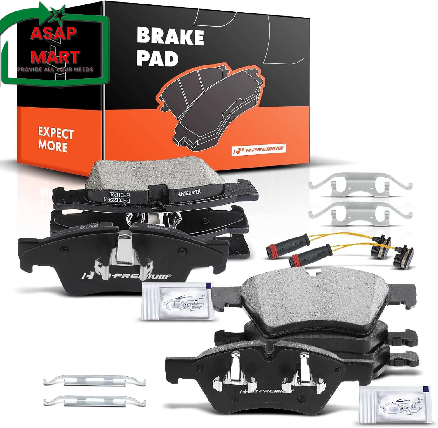 A-Premium Front & Rear Ceramic Disc Brake Pads Set Compatible with Select Merced