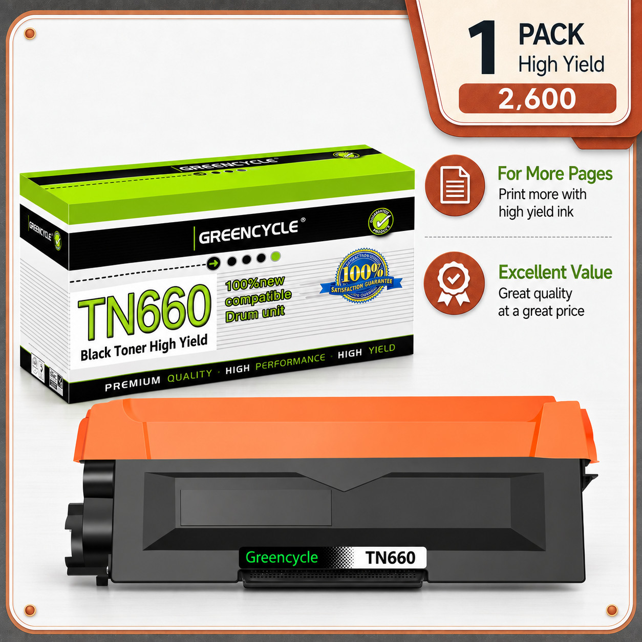 1PK TN660 Toner Cartridges For Brother MFC-L2700DW DCP-L2540DW HL-L2380D TN-630
