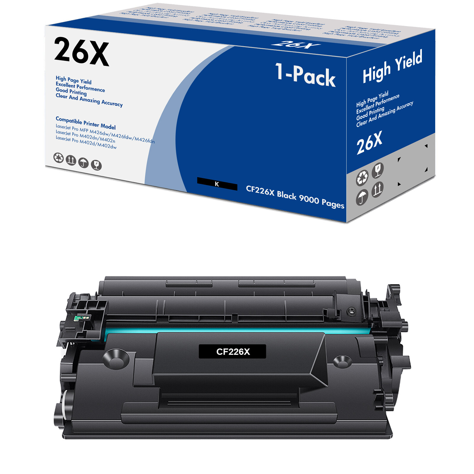 1x High Yield CF226X 26X Toner for HP LaserJet Pro MFP M402n M426fdw M426fdn