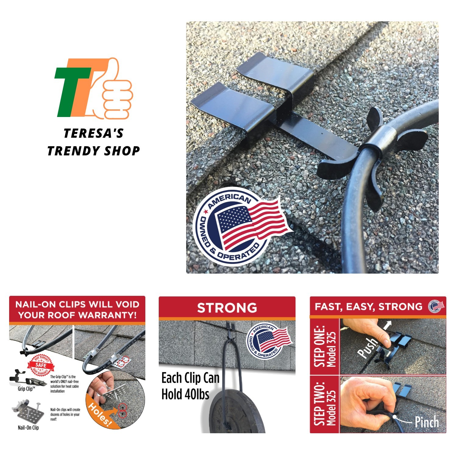 Nail-Free Roof Clips - .325-25 Pack for Safe Heat Cable Installation
