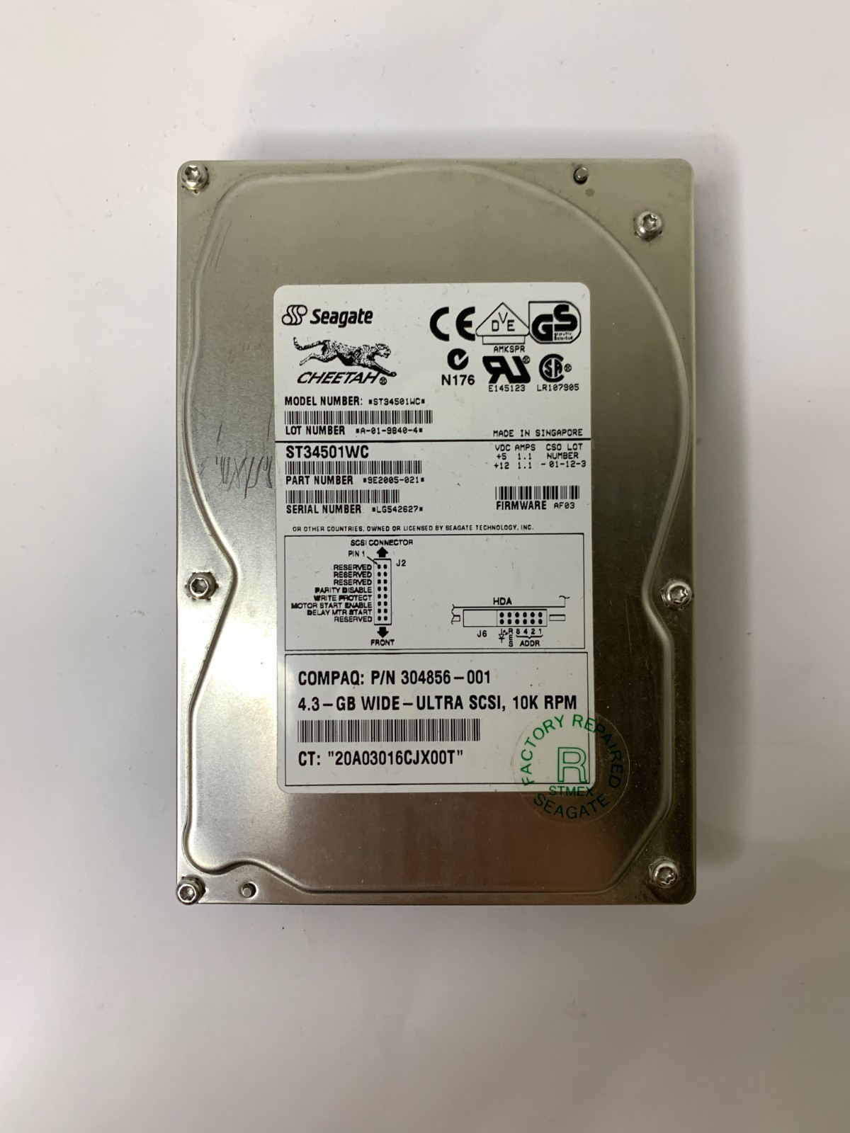Seagate Cheetah Model ST34501WC 4.3 GB Wide Ultra SCSI Hard Drive