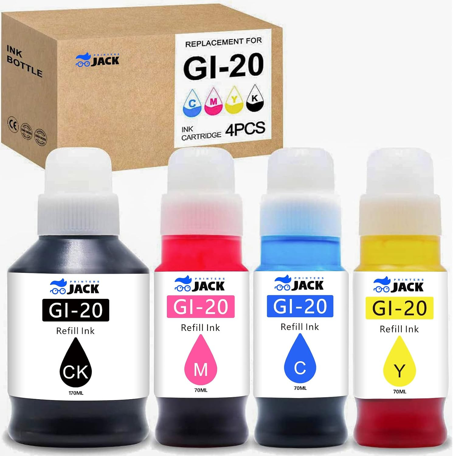 Compatible Canon GI-20 GI20 Refill Ink Bottles Kit for Canon PIXMA G5020 G6020 G