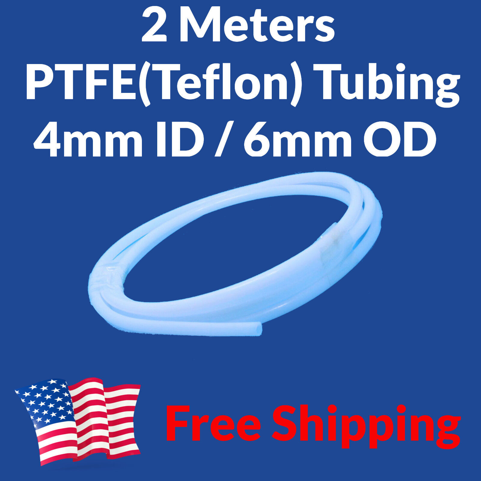 2M Teflon PTFE Tube Tubing + 2 PC6-M6 Fittings 4mm 6mm 4x6 Bowden Guide 3mm fil.