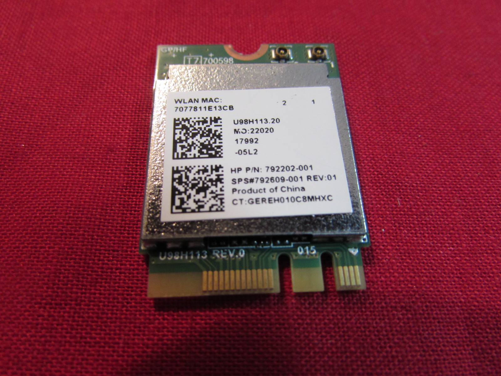 ORIGINAL HP 15-ac020nr WIRELESS RTL8188EE CARD 792609-005 792202-001 