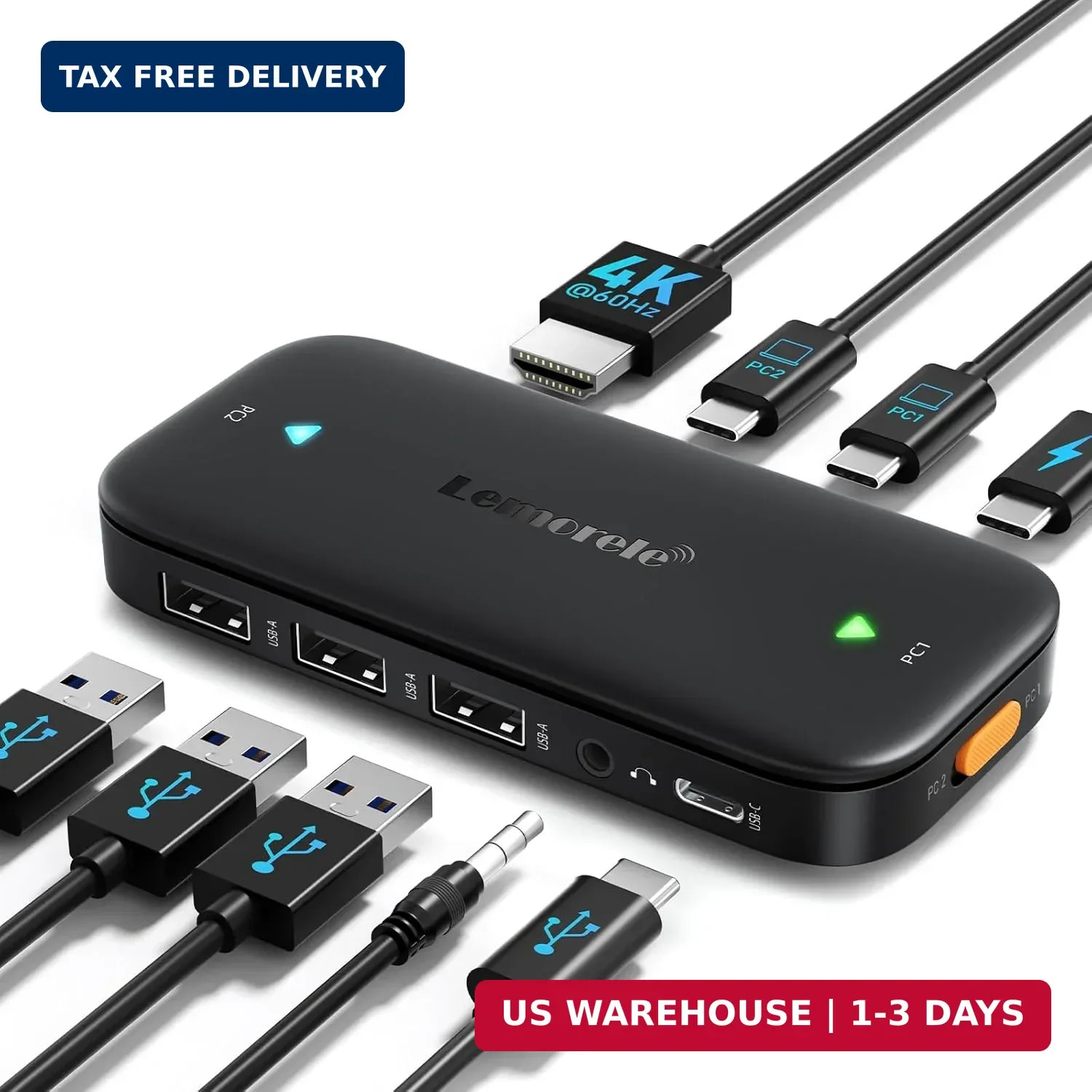 Lemorele USB-C KVM Switch for 2 USB-C DP Alt Mode Devices
