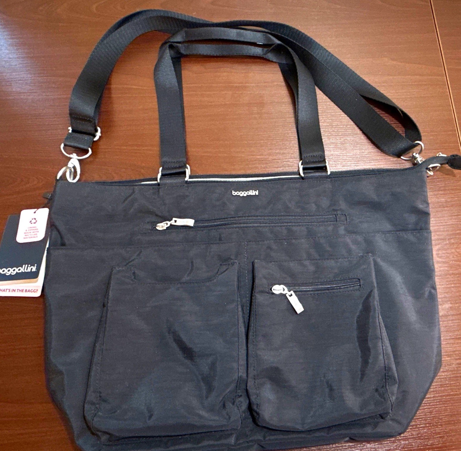 Baggallini Any Day Laptop Travel Work Tote RFID Water-Repellent Black NWT