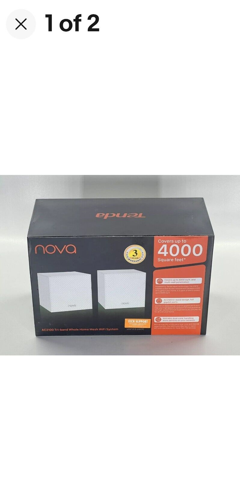 Tenda Nova AC2100 Tri-Band Whole Home Mesh Wifi System | MW12 (2-Pack)