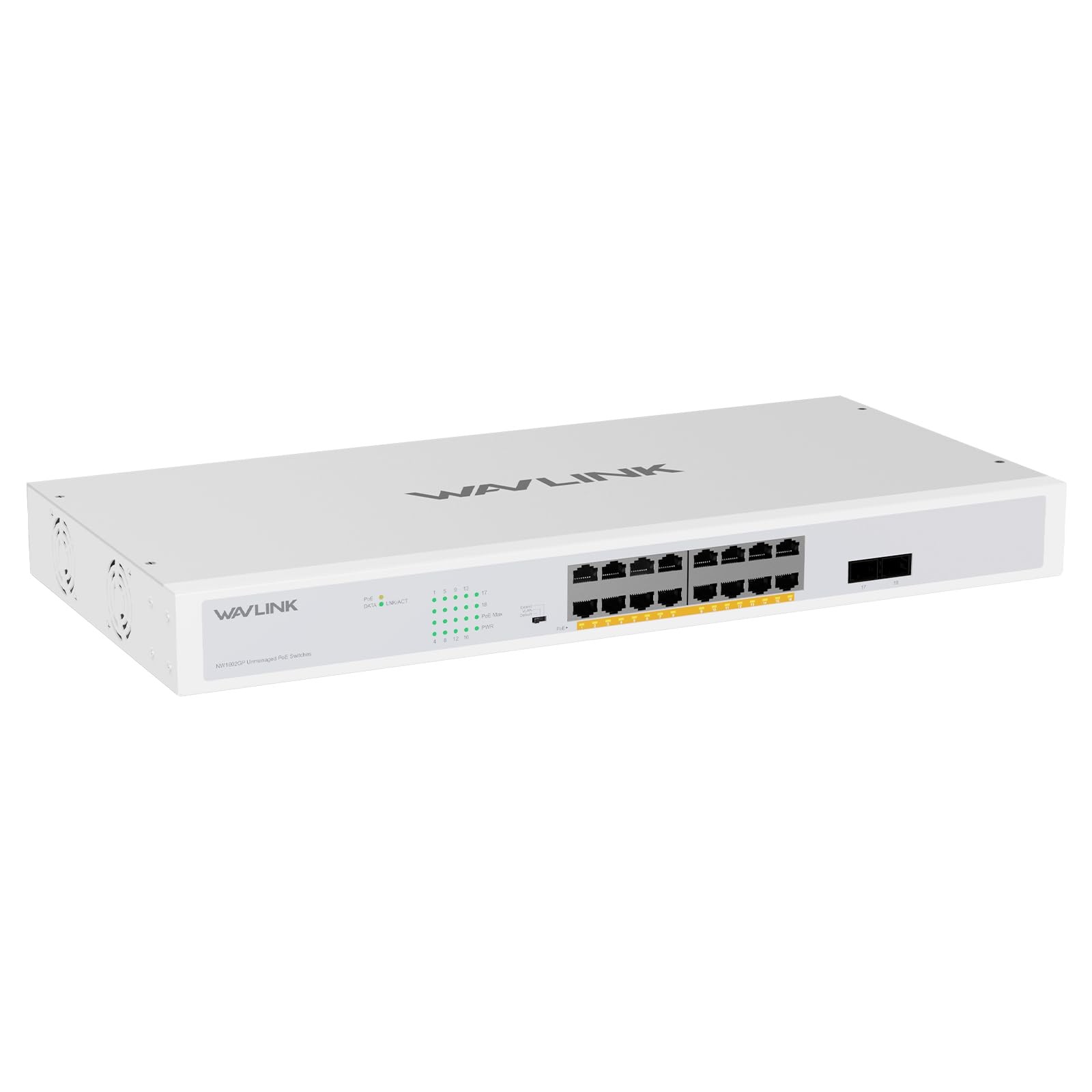 WAVLINK 18-Port Full Gigabit Switch with 16xPoE+ @ 250W, 2xSFP 18 Port, PoE