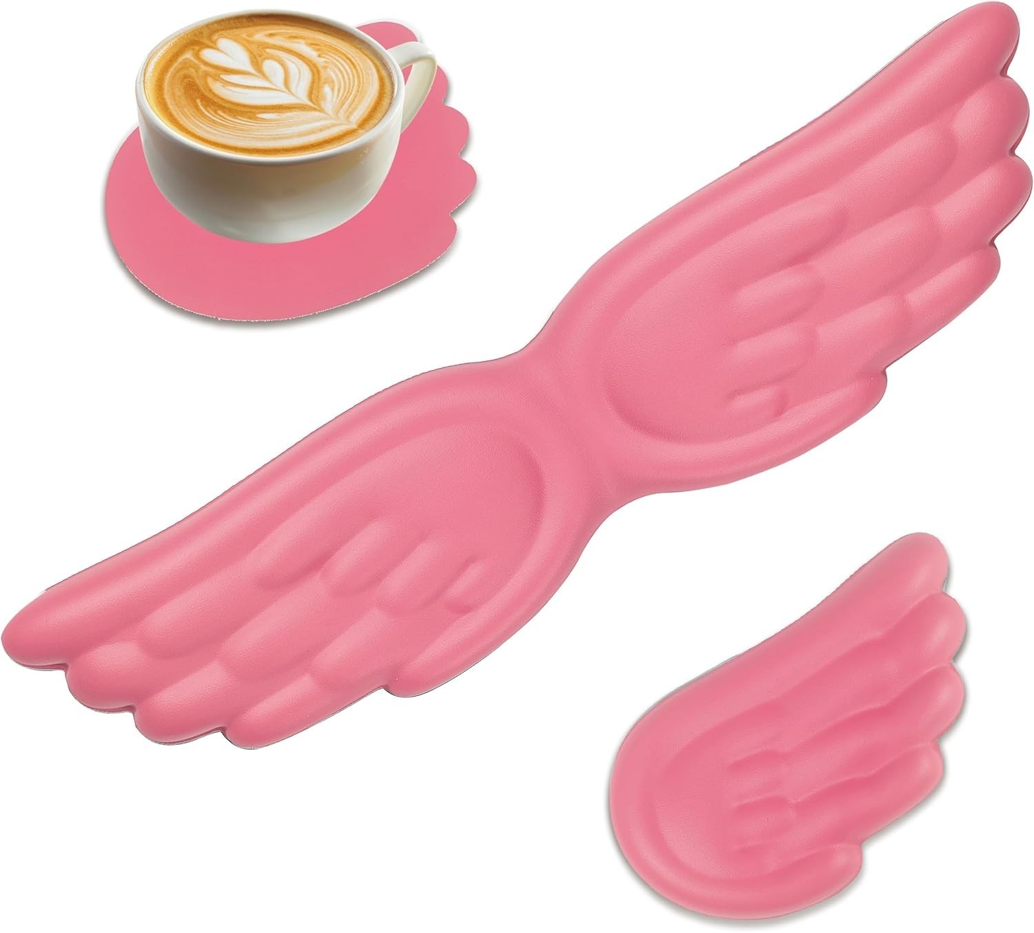 Angel Wing Wrist Rest Cute Wrist Rest for Keyboard and Mouse w/Coaster Pink