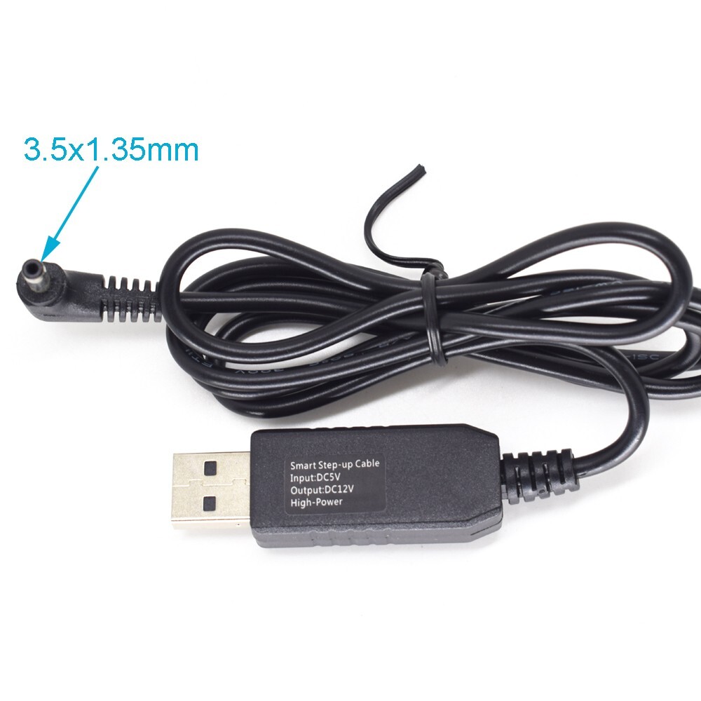 1pc 3.3ft/1M USB A Male 5V To 12V DC 3.5x1.35mm Right Angle Male Step-Up Cable