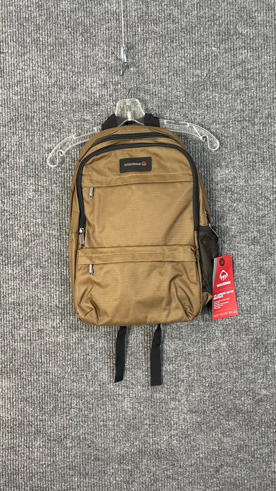 Wolverine 27L Slim Line Laptop Backpack Brown Tough Exterior Nylon Moisture Wick