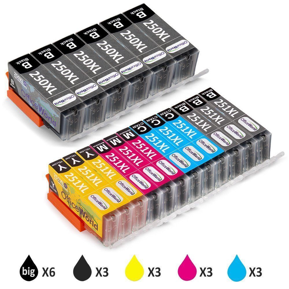 Office World Compatible 18 Ink Cartridge Replacement Canon PGI-250XL CLI-251XL
