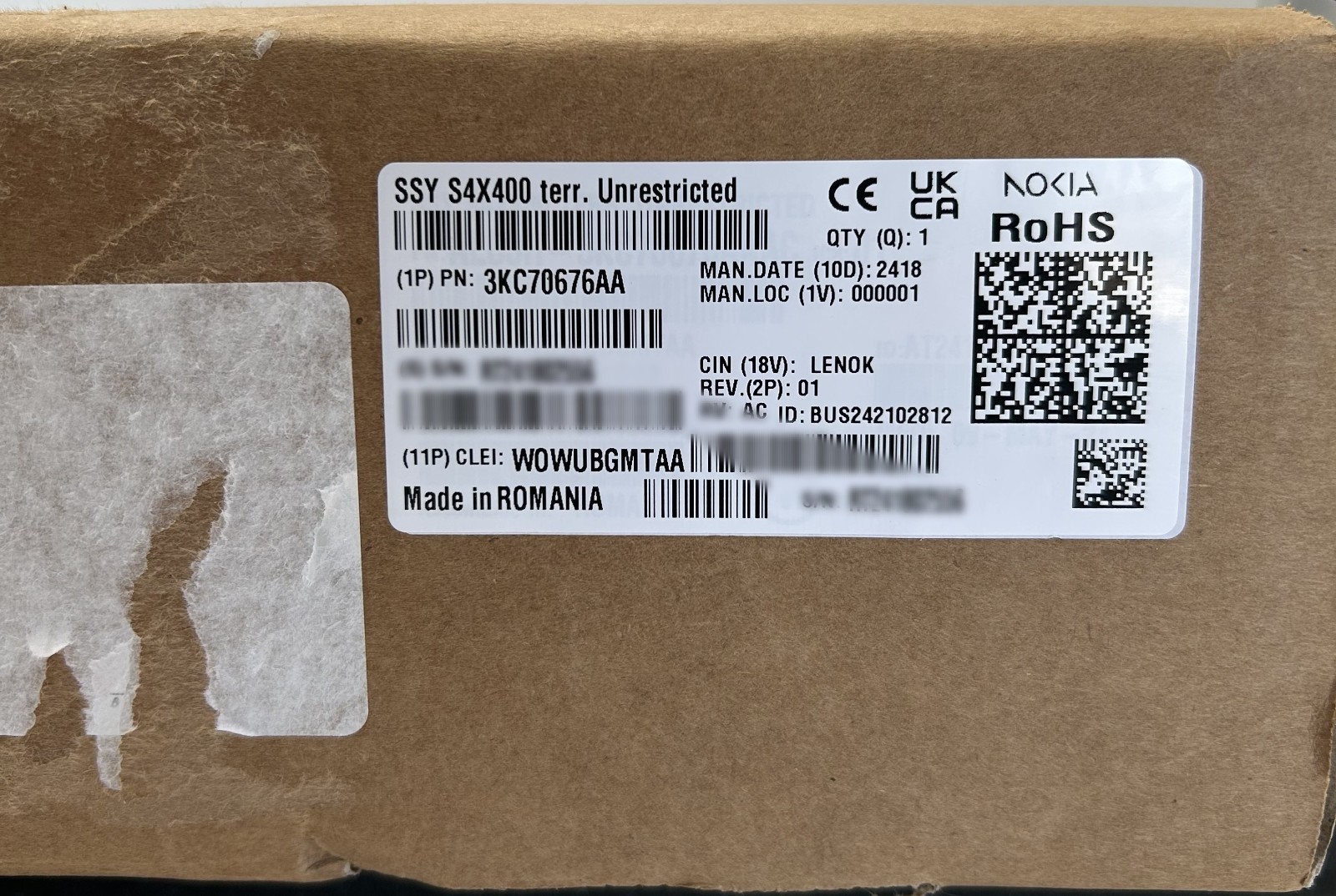 Nokia 3KC70676AA WOWUBGMTAA 400G TRSPDR PRNCD (WE BUY NOKIA)