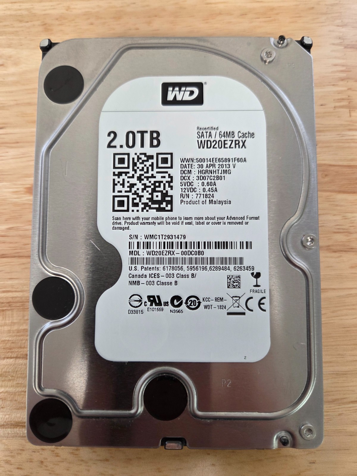 Western Digital 2TB Caviar Green SATA 64MB HDD WD20EZRX-00DC0B0