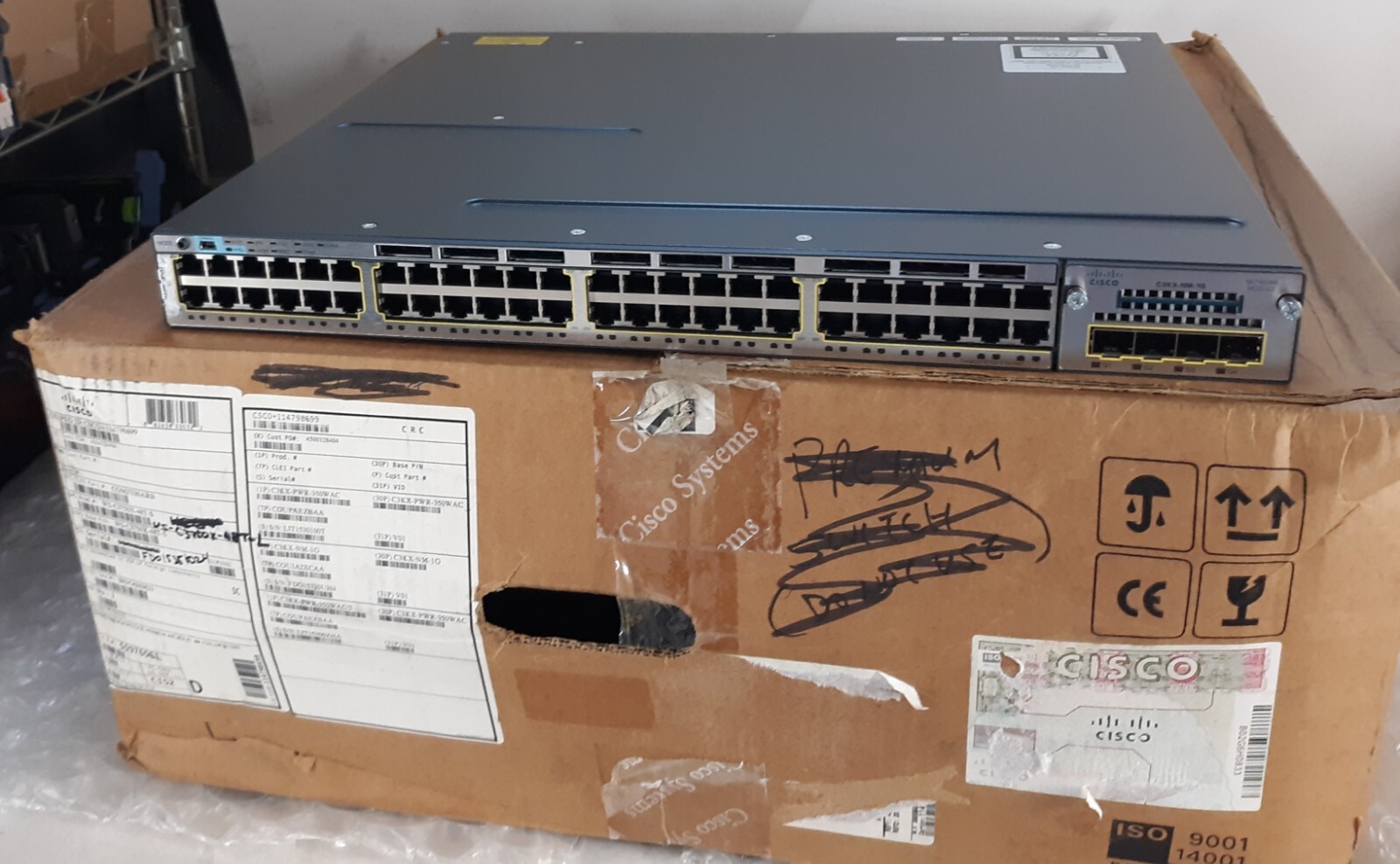 Cisco Catalyst WS-C3750X-48T-L Ethernet Switch w/ 1G Network Module+2x PSU