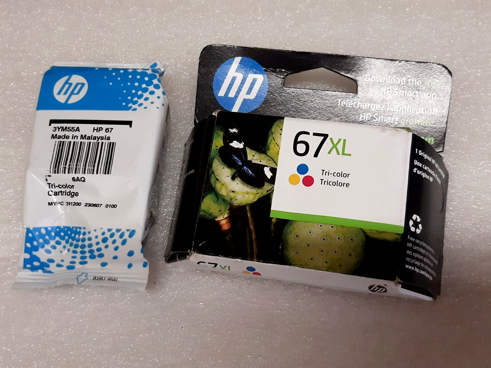 LOT OF 2 - HP 67xl & 67 Tri-color Ink  - Exp 2025