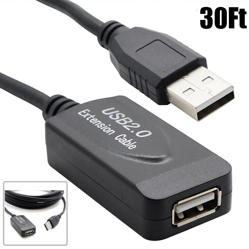 30FT USB Extension Type A Active Repeater Booster Male to Female Cable Cord