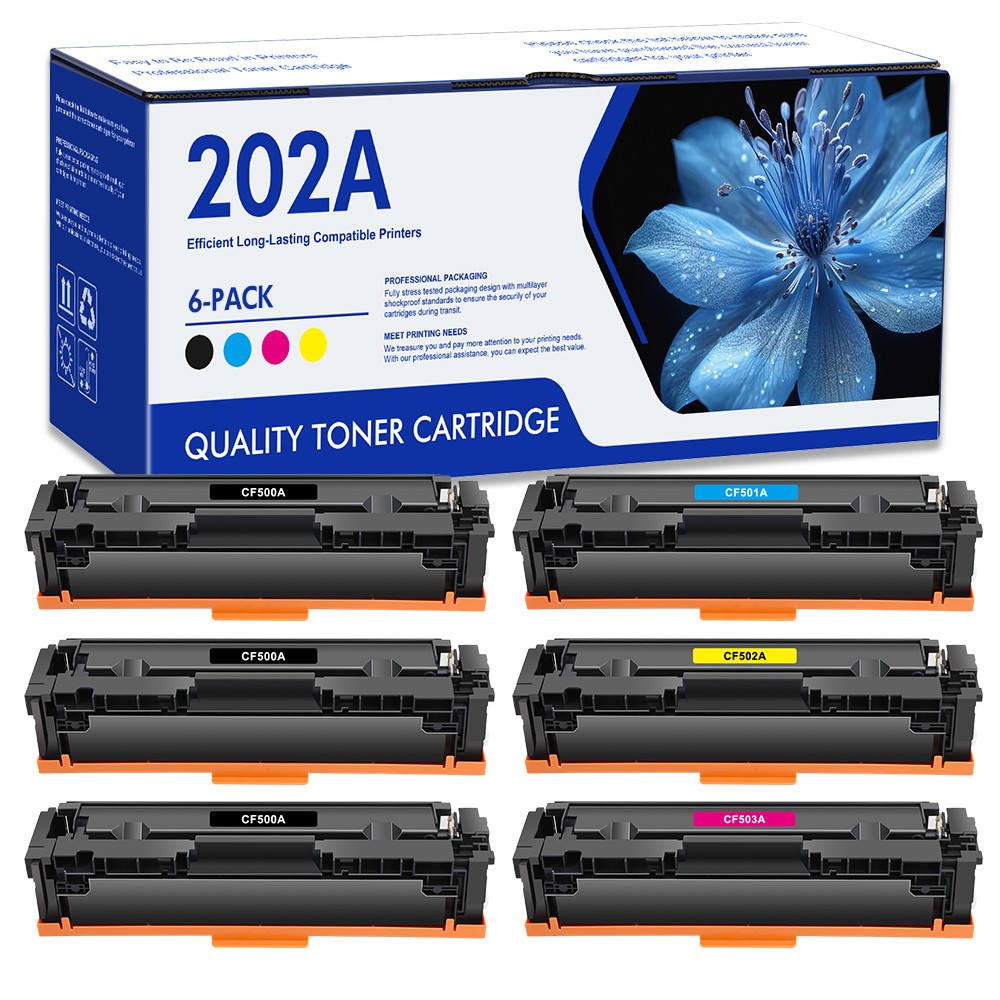 6PK Toner CF500A Fits for HP 202A Color LaserJet Pro M254dw M254dn MFP M281fdn
