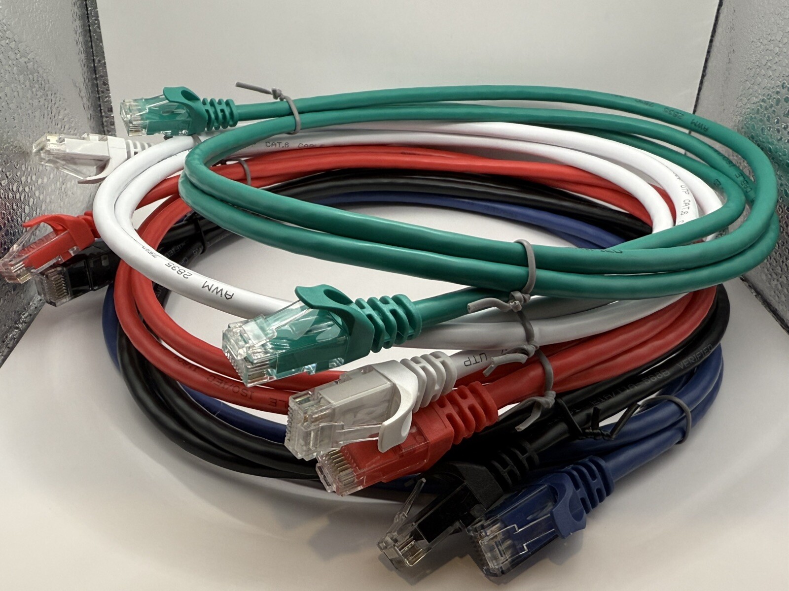 5-Pack Rankie RJ45 Cat6 Ethernet Patch Cables - 5ft, 5 Colors, High-Speed